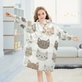 thumbnail image 5 of FORMRS Wearable Blanket Hoodie with Sleeves for Kids Cozy Flannel Sweatshirt, Light Gray Cat Pattern, 5 of 7