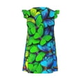 thumbnail image 3 of Lafuoo Multicolored Butterflies Pattern Girls' Small Flying Sleeve Nightdress, Suitable for Girls' Round Neck Pajamas and Robes-Small, 3 of 9