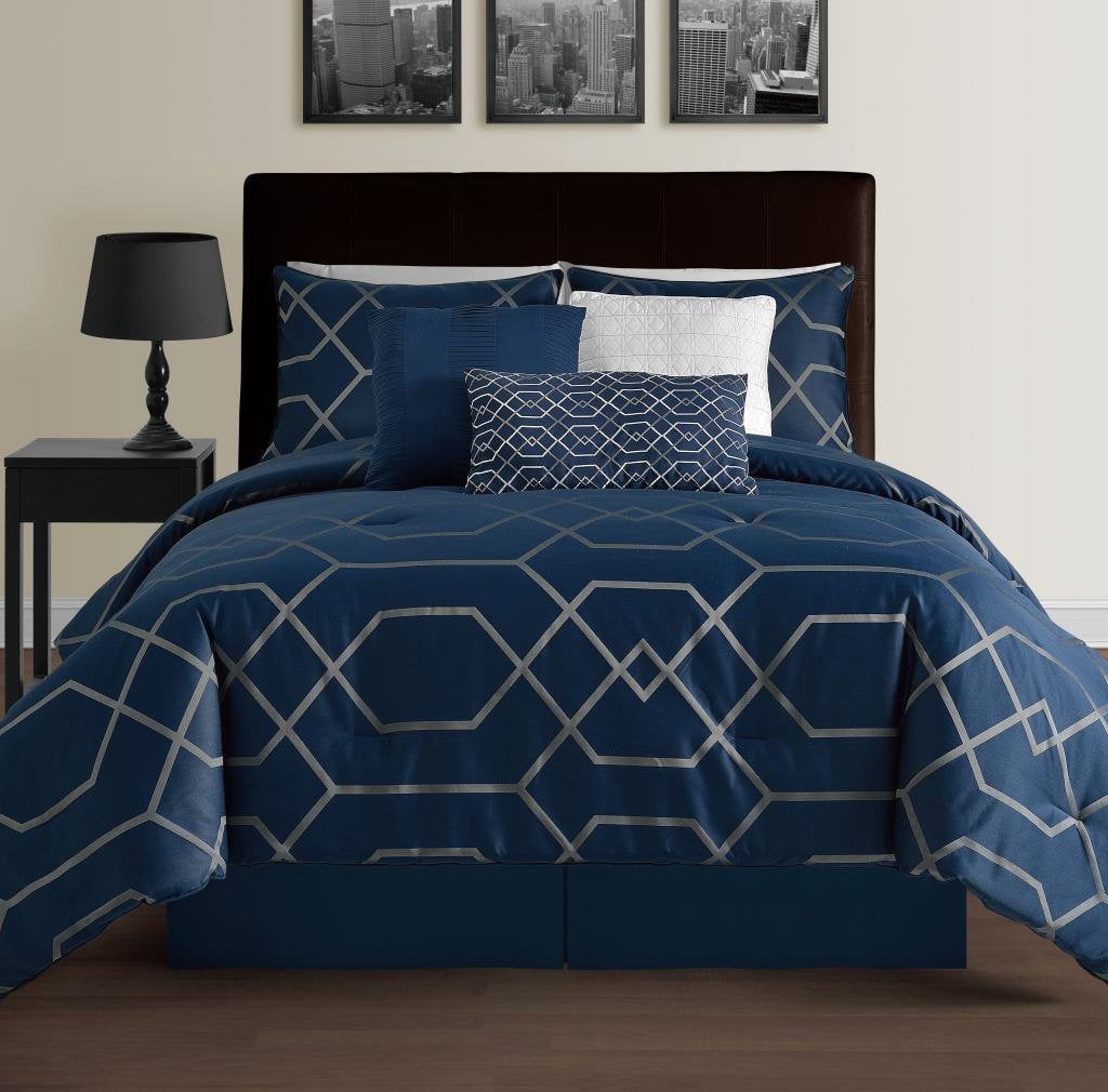 Hampton Geometric Pattern Jacquard Duvet Cover Sets Reversible Bedding Sets LW.