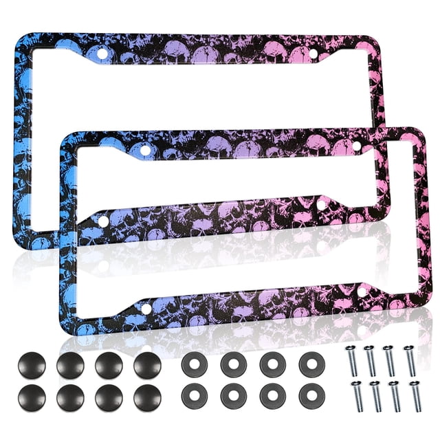 Juego de 2 marcos para matrículas PAUSEBOLL Skull, aluminio