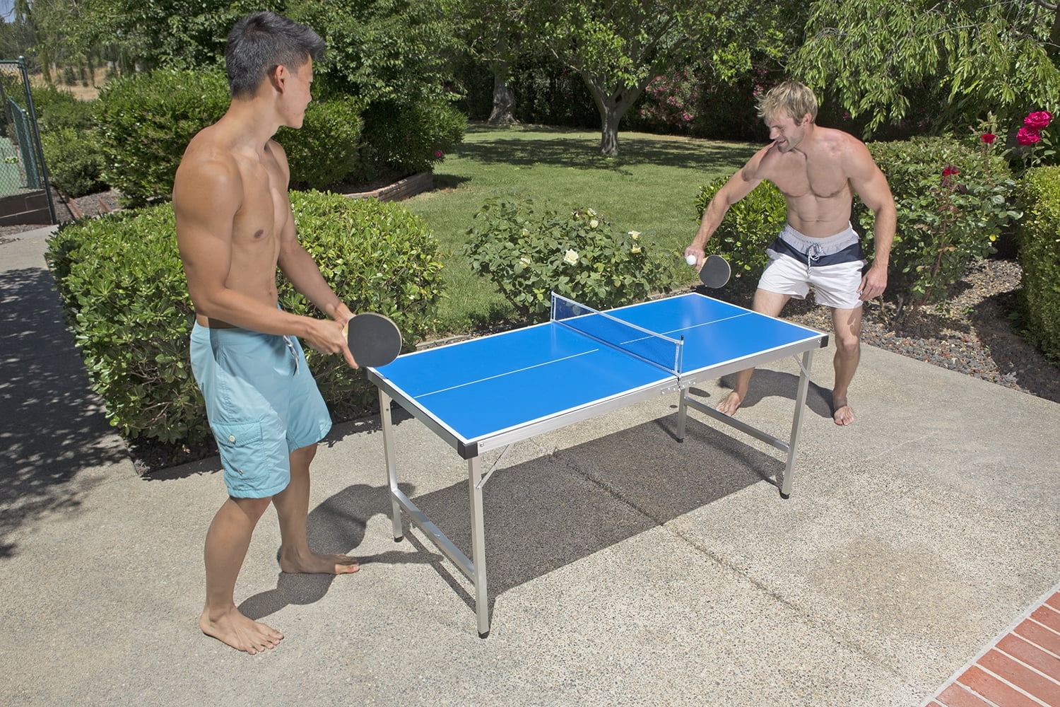 Poolmaster Indoor/Outdoor Junior Table Tennis Game (Set Includes Folding Game Table, 2 Deluxe Ping Pong Paddles and 3 Game Balls)