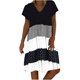 thumbnail image 2 of Gibobby Vestido Mujer Casual de Playa Verano Vestido casual con cuello en V y manga corta a rayas de lunares para mujer(Negro,CH), 2 of 3