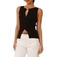 thumbnail image 1 of SUNSIOM Women's Summer Ribbed Knit Tank Tops Slim Fit Button Up Open Front Shirts Basic Casual Top, 1 of 7