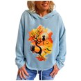 thumbnail image 1 of Blusa informal de manga larga con capucha y esqueleto de gato y calabaza para mujer Pompotops gfhjh6131, 1 of 8