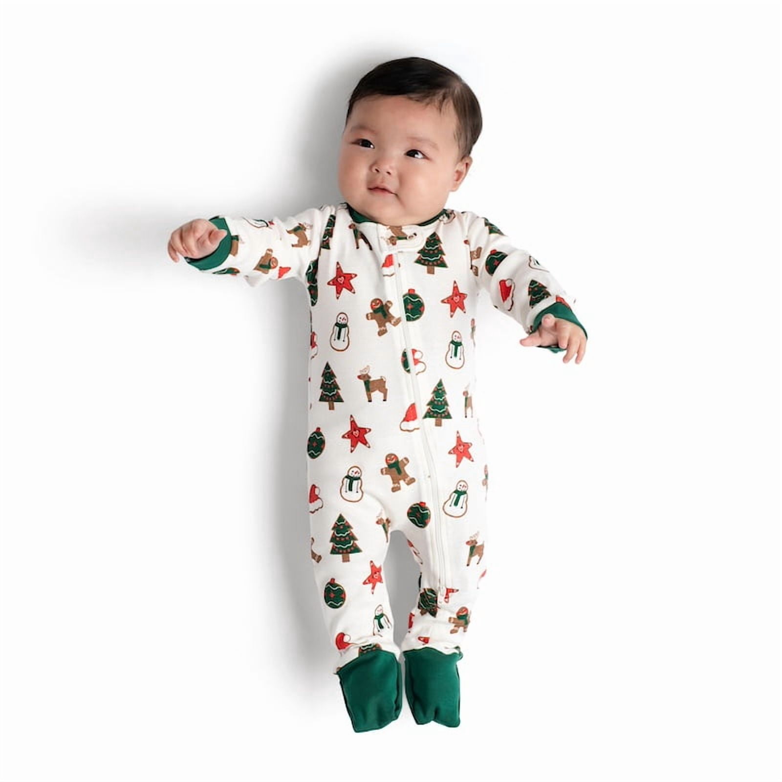 M+A by Monica + Andy Gender Neutral Baby Christmas Organic Cotton One Piece Pajamas and Bib Set, 2-Piece, Sizes 0M-24M