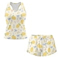 thumbnail image 3 of Xoenoiee Lemon Bow Floral Print Plus Size Swimsuit for Women Two Piece Modest Tankini Full Coverage Tummy Control Bathing Suits with Shorts, 6XL, 3 of 7