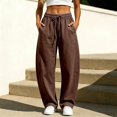thumbnail image 3 of Evdexr Sweatpants Women Barrel Drawstring Elastic Waist Pants Solid Baggy Wide Leg Comfy Trousers Casual 2026 Stylish Joggers with Pockets Coffee S, 3 of 6