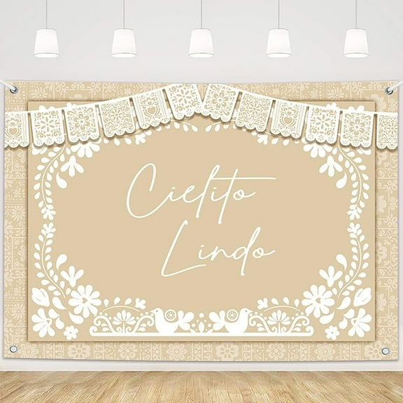 Beige Cielito Lindo Beautiful Baby Shower Backdrop Fiesta Cielito Lindo Baby Shower Photography Background Mexican Wedding Party Decorations Banner Photo Supplies
