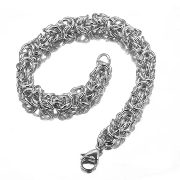 QQTDFG 6/8/11mm Silver Byzantine Polished Stainless Steel Bracelet Mens Boys Chain-8mm-7.5 inches bracelet-Silver