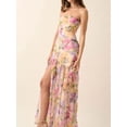 thumbnail image 5 of Women's Strapless Floral Maxi Dress with Side Slit Ruched Bodice Lightweight 100% Polyester Fabric for Summer Occasions, 5 of 10