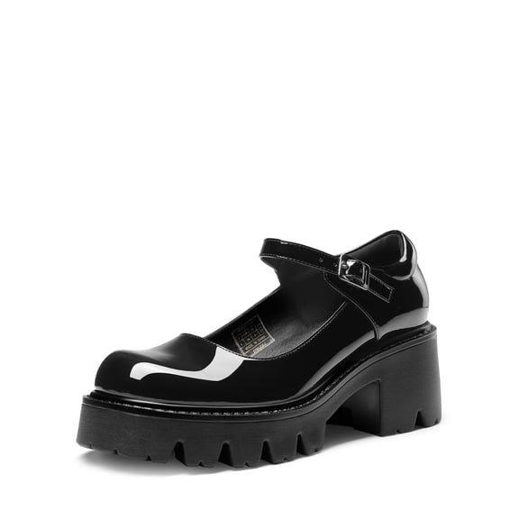 DREAM PAIRS Women's Platform Mary Jane Pumps Chunky Block Heel Dress Shoes Round Toe Buckle Strap Oxfords Wide Width