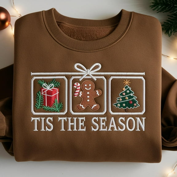 Tis The Season Embroidered Sweatshirt, Christmas Tis The Season Sweatshirt, Merry Christmas Shirt, Christmas Sweatshirt, Cute Winter Hoodie
