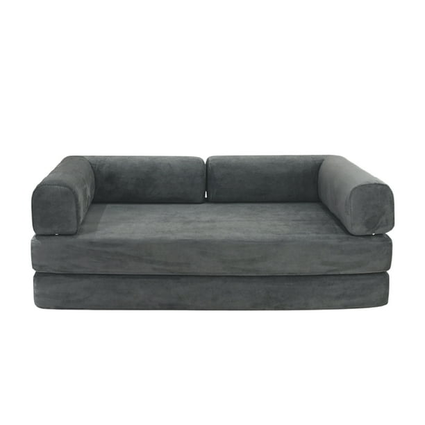 Sofá Cama De Espuma Sellada Al Vacío 2 Plazas Japandi Tenka Light Grey
