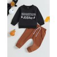thumbnail image 2 of Liacowi Halloween Baby Boy Clothes Letter Ghost Print Sweatshirt Pullover Top Drawstring Pants 6M 12M 18M 24M 3T Toddler Boy 2Pcs Fall Winter Outfits, 2 of 9