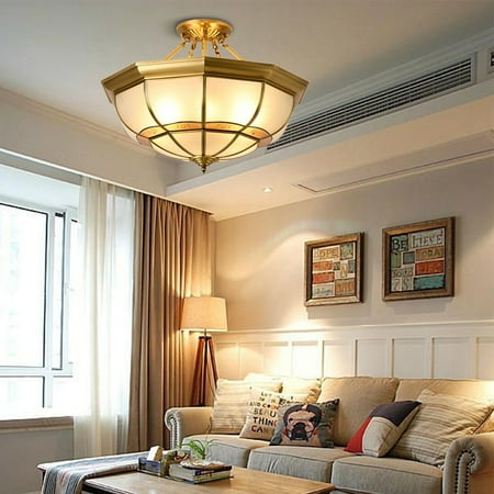 

Tiffany Style Vintage 6 Light Hanging Ceiling Pendant Lamp Yellow Gold Stained Glass
