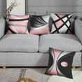 thumbnail image 5 of Set of 4 Soft Pink Throw Pillow Covers Modern Abstract Black Grey Stripes Gray White Acrylic Bold Decorative Pillow Cases Home Decor Square 20x20 Inches Pillowcases, 5 of 6