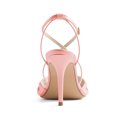 thumbnail image 4 of XYD Women Open Toe Ruched Cross Strap Sandals Strappy Buckled Stiletto High Heels Elegant Summer Dressy Bridal Shoes Size 13 Pink, 4 of 4