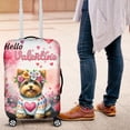 thumbnail image 4 of Hello Valentine’s Day Yorkshire Terrier Flower Crown Romantic Pink Floral Travel Luggage Cover Yorkie Dog Lover Gifts Suitcase Dust Protective Decor - 00031, 4 of 5