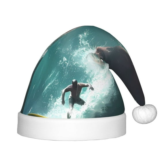 Balery Surfing Shark Pattern Santa Hat Christmas Hat Funny Christmas Hat Christmas Knitted Beanie Hat For Kids