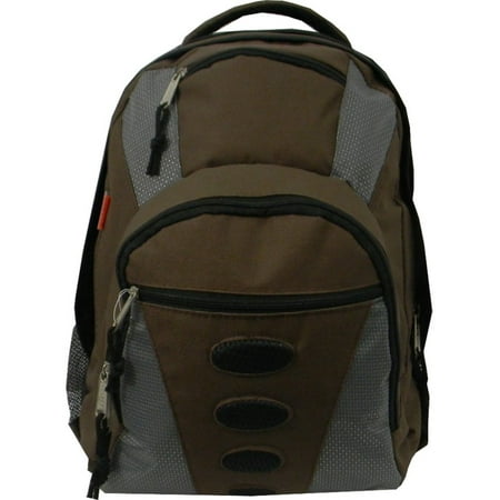 Student Bookbag Medium Daily Backpack Student School Bag 16.5 inch Casual Travel Daypack w/ Padded Back, Padded handle, Organizer & Side Mesh Pockets Coffee Brown/Grey