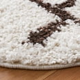 thumbnail image 3 of SAFAVIEH Berber Bentley Geometric Shag Area Rug, Creme/Brown, 5'1" x 5'1" Round, 3 of 12