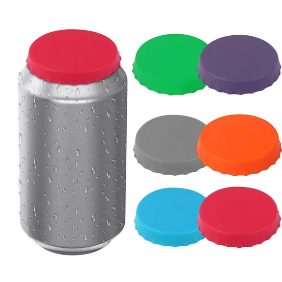 Silicone Soda Can Lids, BPA-Free Reusable Silicone Can Covers, Can Stopper or Protector For Soda, Beer, Drink, Juice, Coke, Beverage, Fits Standard Cans, 6 Pcs, 2.54x0.43"