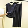 thumbnail image 2 of Bixock Women's 2 Piece Loose Outfits,Short Sleeve Long Pants Outfit,Crew Neck Sleeveless Top Loose Leisure Outdoor Wear Pants Set, 2 of 4