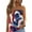 A019_Blue, variant on American Flag Smocked Strapless Bandeau Tank Women 4th of July Sleeveless Casual Pleated Flowy Blouses