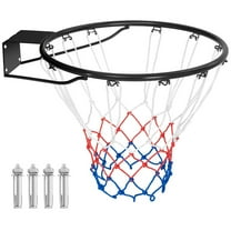 Costway 18" Basketball Rim Wall Door Mounted Basketball Hoop with All Weather Net Black