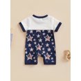 thumbnail image 4 of Wassery Baby Boys Jumpsuits 4th of July Outfits Short Sleeve Stars/Stripes Printed Summer Short Romper Summer Independence Day Clothes for Newborn Infant, 4 of 8