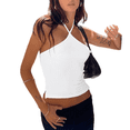 thumbnail image 5 of LYMAYTER ‌Women's Criss Cross Halter Top‌ Double Lined Backless Casual Crop Camisole S-XL, 5 of 10