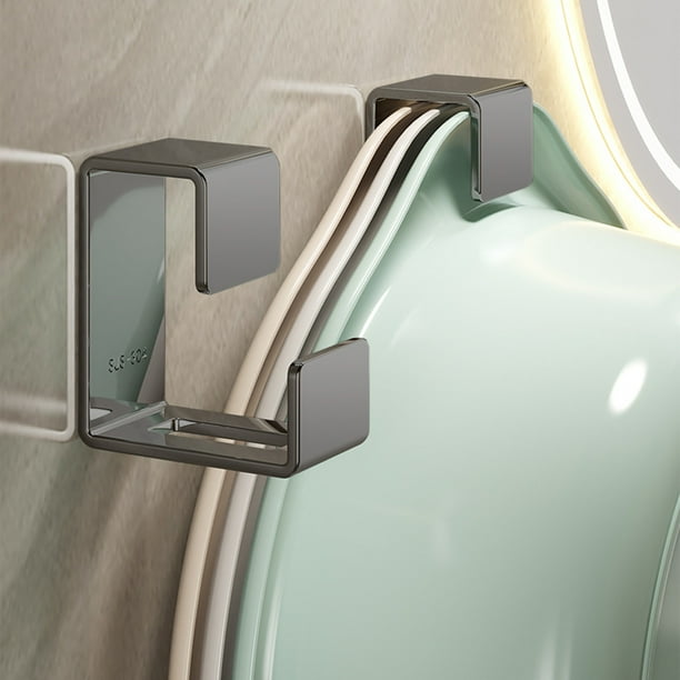 Toallero y escurridor de acero inoxidable para pared | Organizador de baño y cocina para toallas, batas y paños de limpieza | Pack de 2 gris plateado