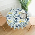 thumbnail image 2 of Watercolor Blue Yellow Floral Tablecloth Round 60 Inch Spring Rustic Sage Green Leaf Flower Decorative Table Cloth with Wrinkle Resistant for Home Kitchen Dining Table Outdoor Party Picnic, 2 of 6