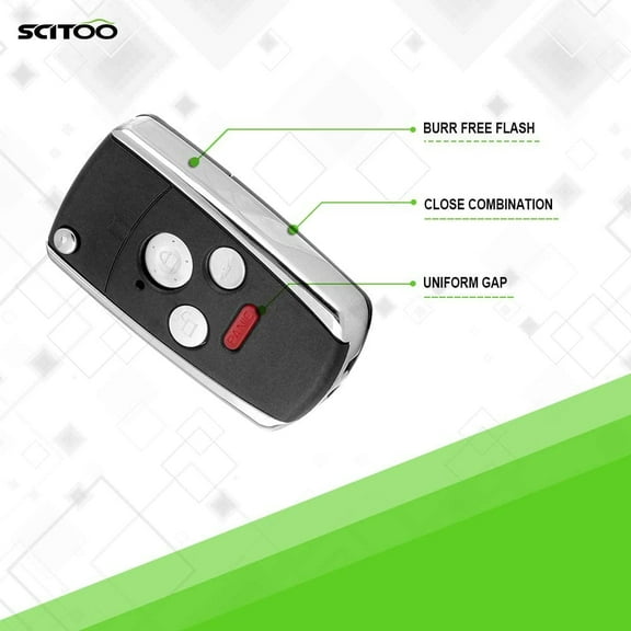 SCITOO ADP05703201S Key Fob Keyless Entry Remote Shell Case & Pad 1PC Replacement 4 Buttons fit for 2009-2010 Honda Accord 2009-2015 Honda Civic 2007-2015 Honda CR-V