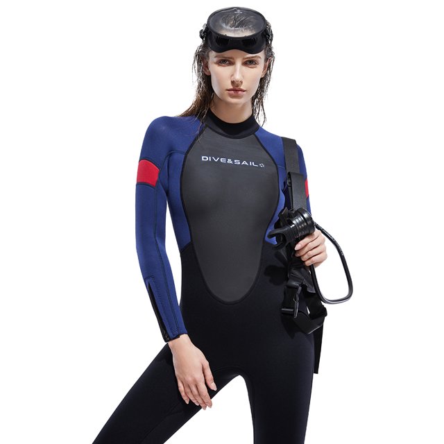 Traje de Neopreno Trajes de buceo de una pieza Hombres Mujeres Trajes de neopreno de 3 mm (Azul oscuro Mujer L) Cgtredaw Azul oscuro mujer T L para Unisex