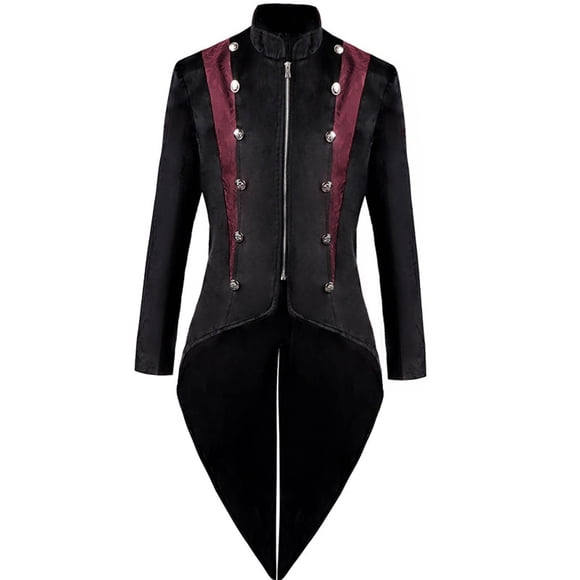 Virmaxy Men's Gothic Tailcoat Coat Steampunk Retro Tail Coat Medieval Lapel Court Dress Slim Coat