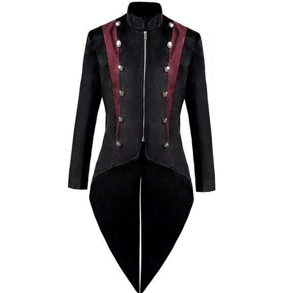 IROINNID Mens Zip Up Jacket On Sale Loose Gothic TailCoat Steampunk Retro Tail Coat Medieval Lapel Court Dress Slim Coat,Black