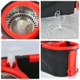 thumbnail image 3 of PULNDA Spin Mop and Bucket System, Upgraded Mop Bucket on Wheels, Mop and Bucket with Wringer Set, Mops for Floor Cleaning, 3pcs Microfiber Mop Heads, 61" Extended Mop Rod, Black & Red, 3 of 11