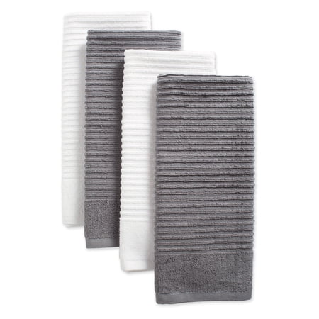 DII Assorted Ribbed Terry Dishtowel - Set of 4