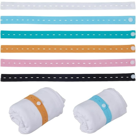5 set 30pcs Buttonhole Elastic Bands with Plastic Button Adjustable Binding Webbing Tape Flat Mixed color 325~330x19x1mm