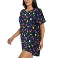 thumbnail image 2 of Fuzoiu Colored Balloons Print Women's Short-Sleeved Pajama Set,Lounge Sleepwear Set,Womens Pajama Sets 2 Piece,Button-Up Top and Shorts with Pockets-3X-Large, 2 of 7