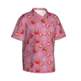thumbnail image 3 of Xecao Cute Strawberry print Hawaiian shirt - a stylish short-sleeve button-down for men, perfect for casual beach and tropical outings., 3 of 9