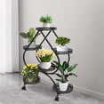 thumbnail image 6 of Autrinix Staggered Flower Pot Stand, Heart-Shaped 4-Tier Metal Plant Rack, Black Design with 6 Trays, Rolling, Lockable Wheels, Ideal for Home & Garden Display, 6 of 11