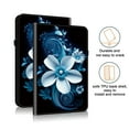 thumbnail image 3 of For iPad Pro 11" (M4/M5) 2024/2025 Release Folio Case with Stand/Card Slots/Elastic Band Closure/Pen Loop Holder, Stylish Cute Cartoon PU Leather Protective Lightweight Slim Cover, Blue White Flower, 3 of 7