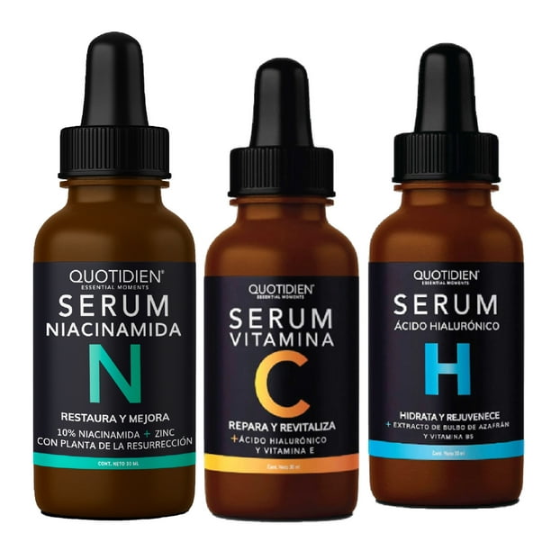 Kit Serum Vitamina C + Suero Acido Hialuronico + Niacinamida Skin Care Hidratante Facial Quotidien Quotidien Serum Vitamina C Serum skin care