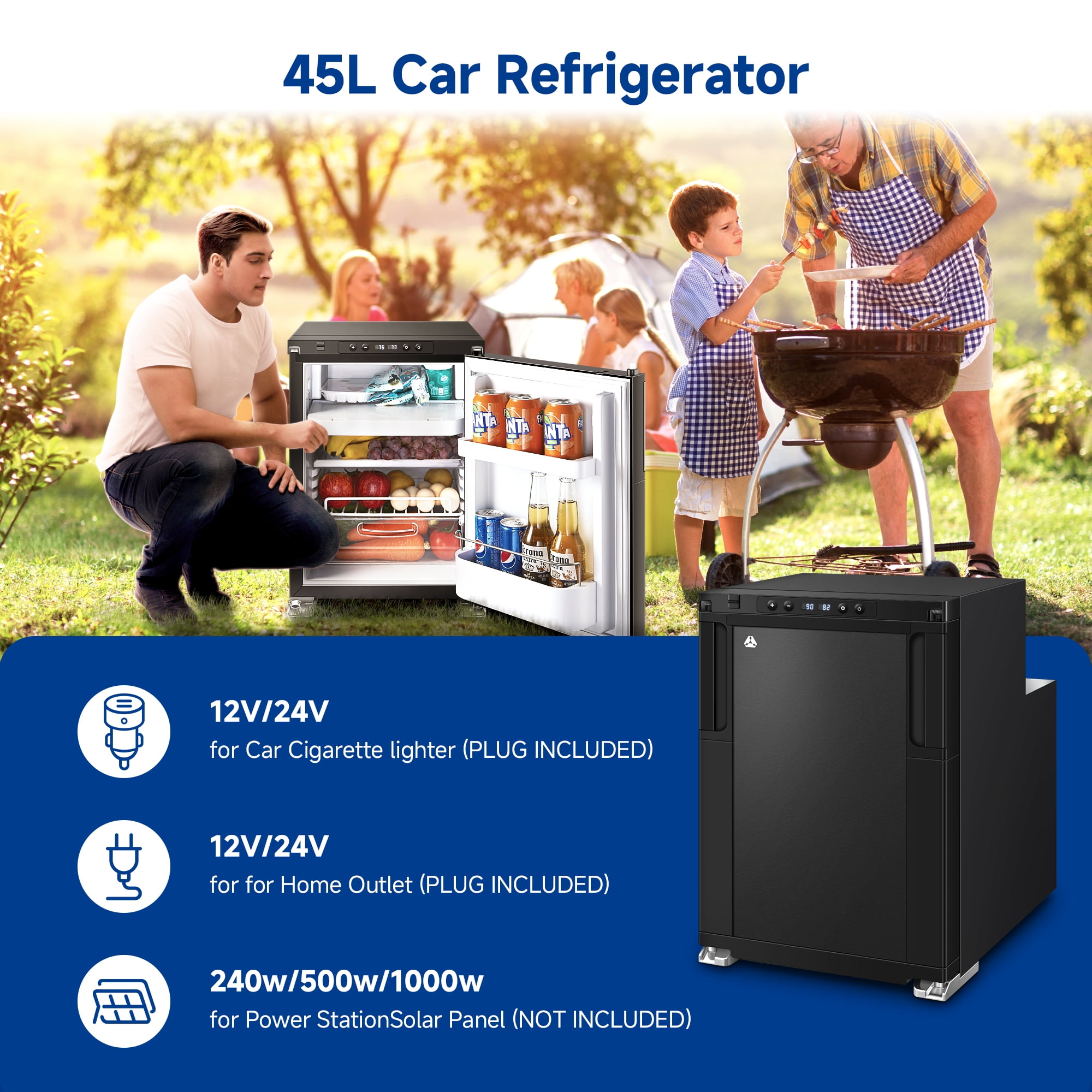 Aobosi Upgraded 12 Volt Car Refrigerator, 50L(1.76cu.ft) RV Fridge and Freezer, RV Refrigerator APP Control with Lock, (-4℉-46℉) Fridge Freezer 12/24V DC for Truck, RV, Camping, Travel