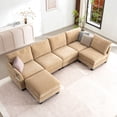 thumbnail image 1 of Noble House 124" U-Shaped Modular Sectional Sofa,6 Seater with Storage Ottoman & USB Ports,Beige, 1 of 9