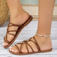thumbnail image 5 of Ruyang Sandals for Women Ladies Fashion Summer Leather Fine Strap Combination Flat Bottom Beach Sandals Womens Wide Sandals, 5 of 6