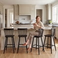 thumbnail image 3 of Dayalane Windsor Bar Stools Set of 4, 26" Farmhouse Wooden Counter Height Barstools with Spindle Back & Footrest, Armless Kitchen Island Stools for Bistro, Pub, Breakfast Bar,Black, 3 of 8