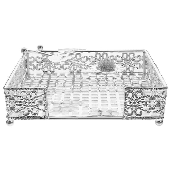 WHAMVOX Vintage Napkin Holder for Home Silver Iron Dispenser with Smooth Edges and Sturdy Build 4.5 Inches